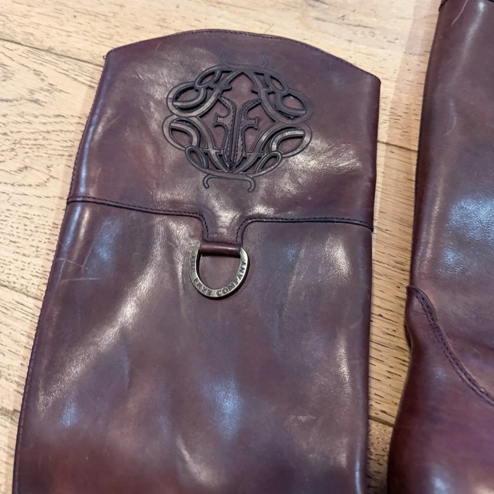 Frye Melissa Tall Riding Boots Burgundy Leather Womens 7 B‎ 76435